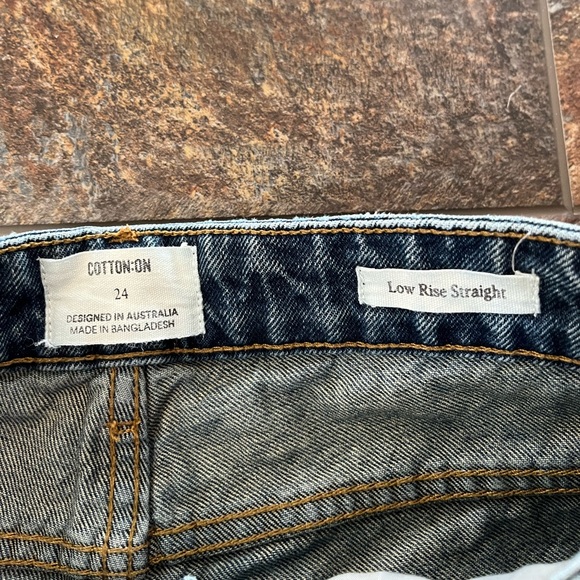 Women’s Cotton On low rise straight leg medium wash denim jean. Size 24 - Picture 6 of 13